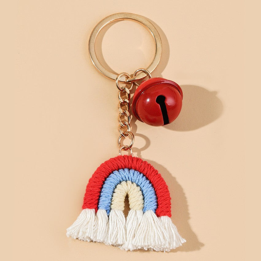 Wholesale Cotton Woven Rainbow Tassel Keychain