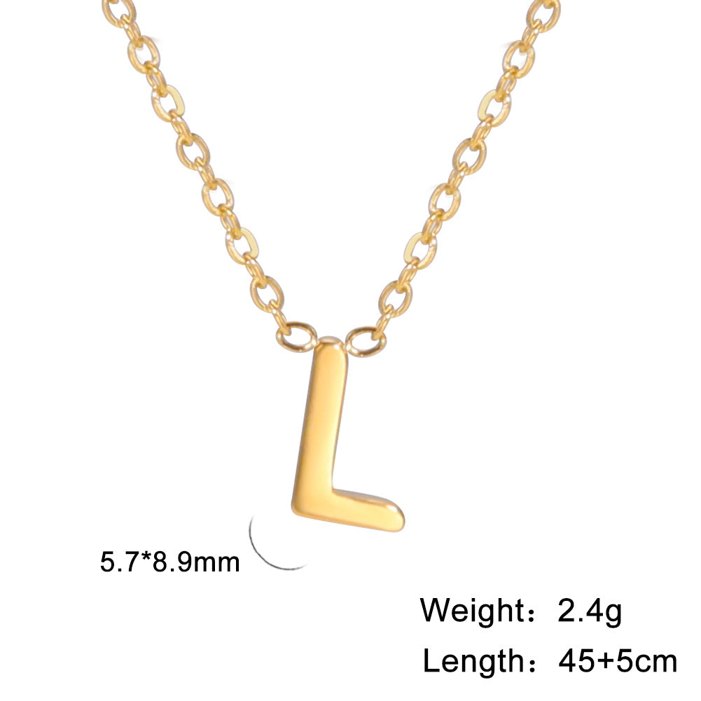 Wholesale 26 Letter 18k Genuine Gold Electroplating Non Fading Stainless Steel Necklace