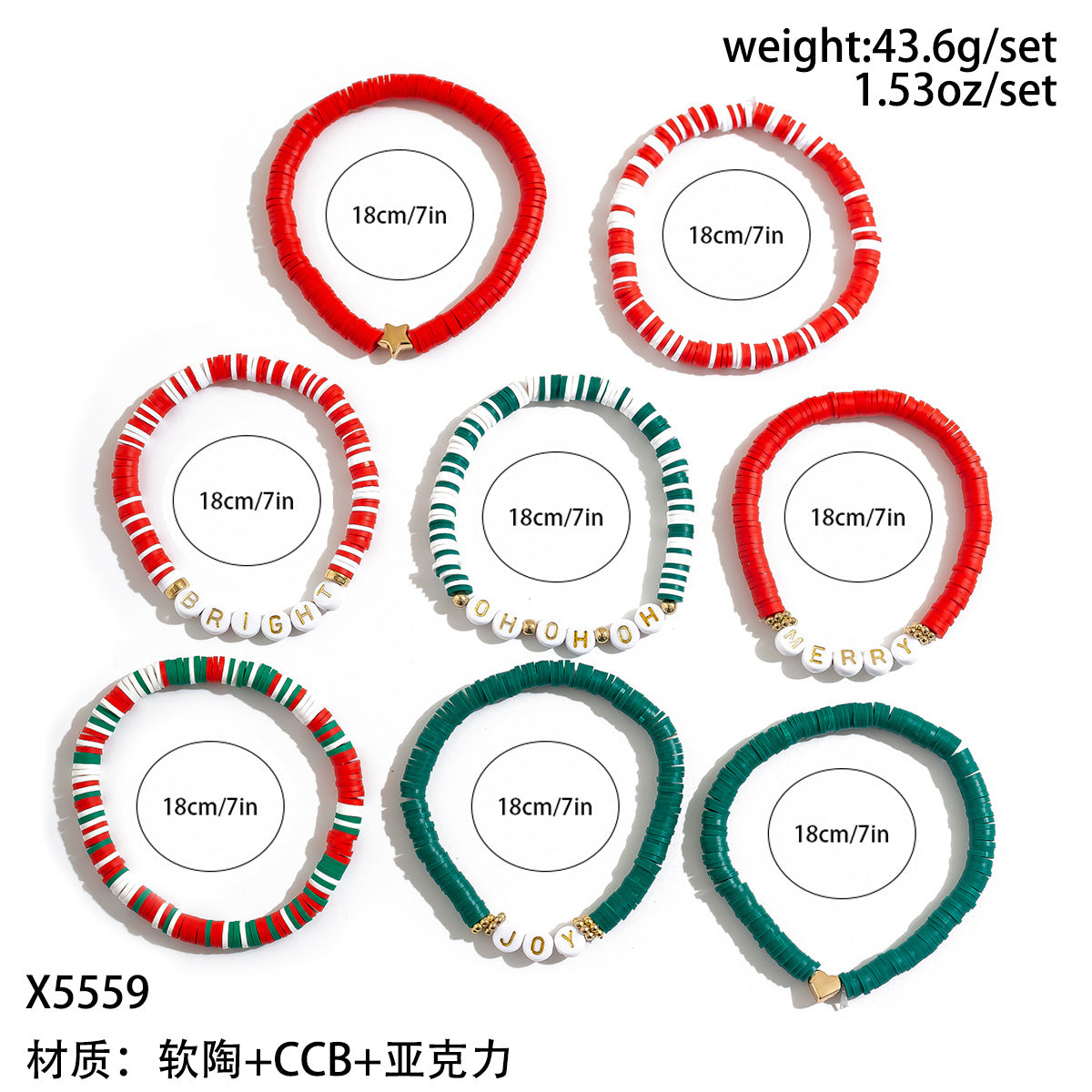 Wholesale Snowman and Deer Character Layered Bracelet Set