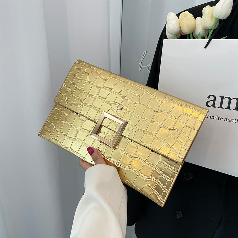 Wholesale Solid Color Versatile Fashion Temperament Stone Pattern Envelope Clutch Bag