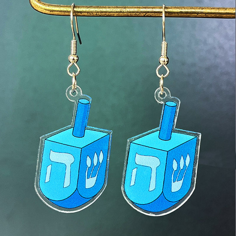 Wholesale Acrylic Hanukkah Star Earrings 2 Pairs in A Pack