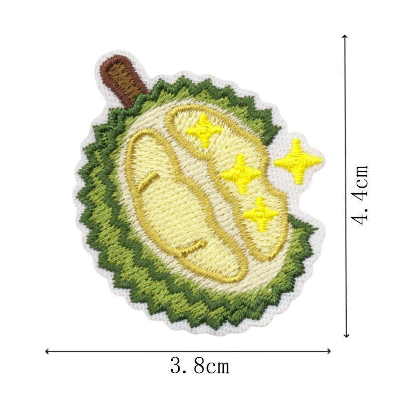 Wholesale Cute Durian Fruit Embroidered Patches 9Pcs Iron On DIY Sewing Applique For Clothes Bags Fashion Accessory