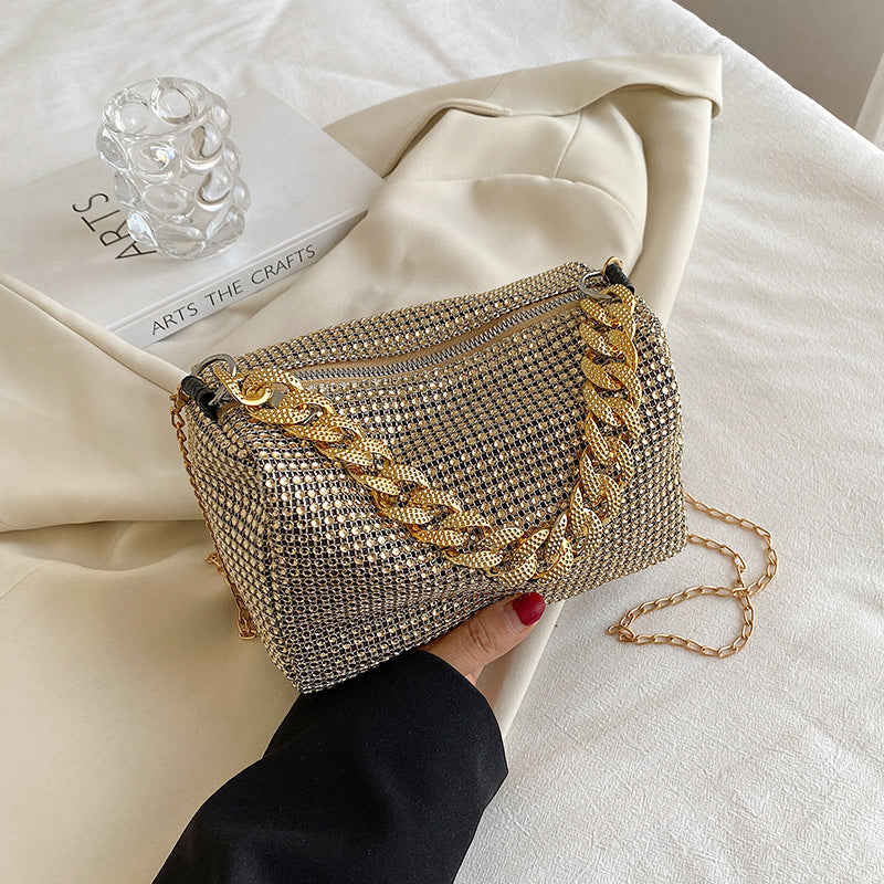 Wholesale Bright Diamond Cylinder Bag Full Diamond Shoulder Crossbody Bag