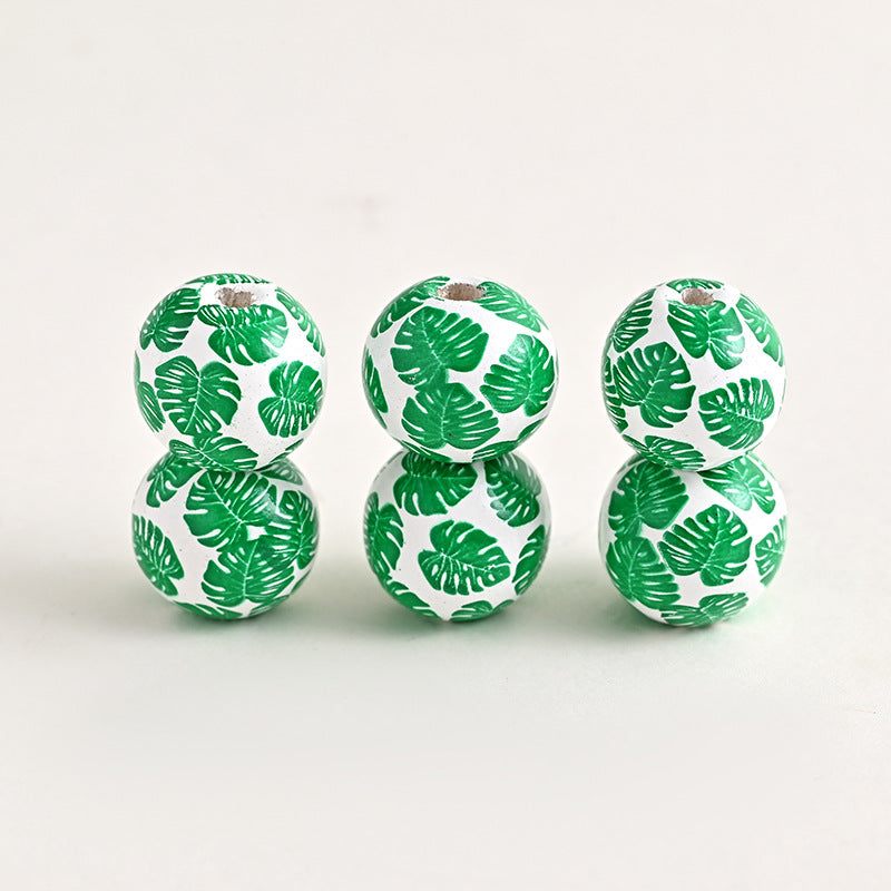 Wholesale 500PCS Watermelon Flamingo Printed Round Wooden Beads