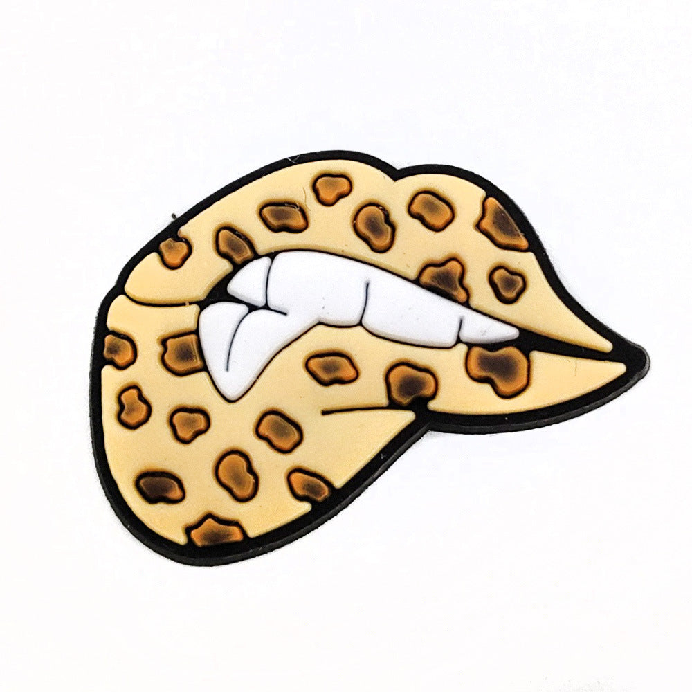 Wholesale Leopard Print Coffee Cup Dog Claw Love PVC Soft Adhesive Hole Shoes Buckles