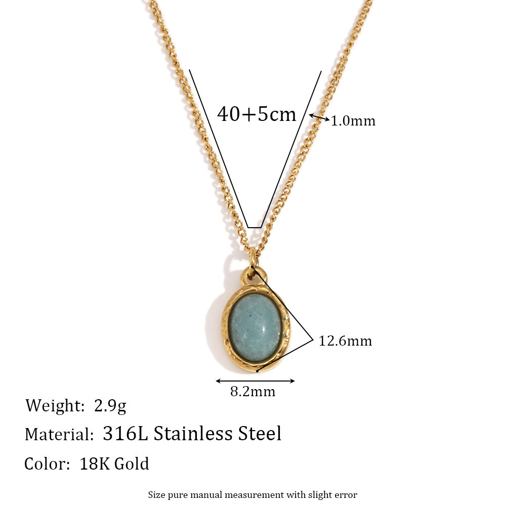 Wholesale Golden natural stone eye turquoise Stainless Steel Necklace