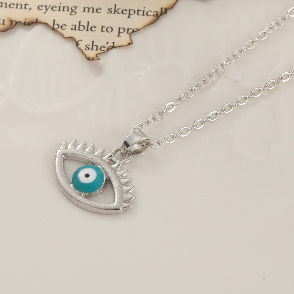 Wholesale Devil's Eye Heart Shaped Alloy Drop Oil Necklace