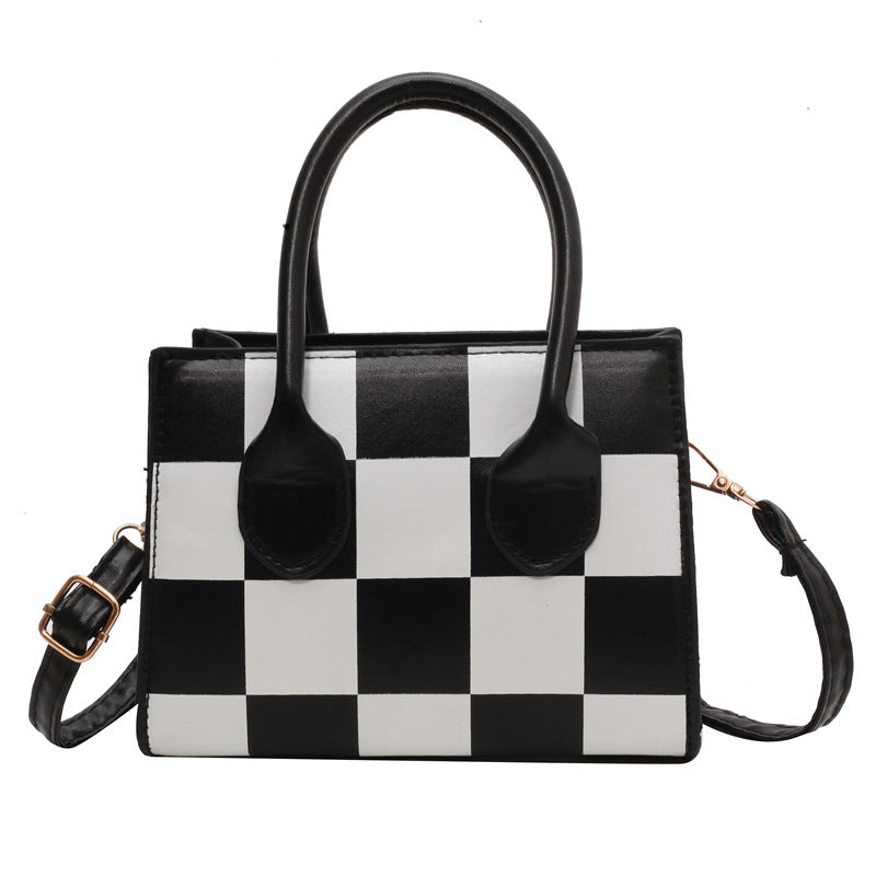 Wholesale chessboard stitching plaid contrasting color small square armpit PU handbag