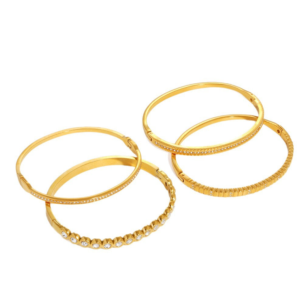 Wholesale minimalist micro-inlaid zircon stacking versatile bracelet