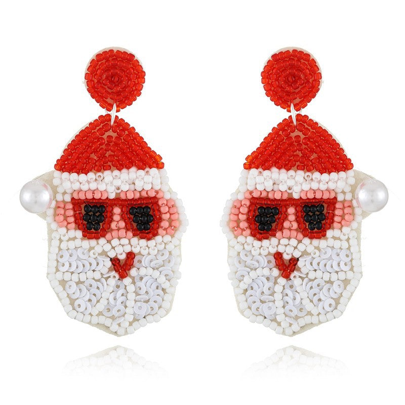Wholesale Christmas Fabric Beads Hand Stitched Earrings