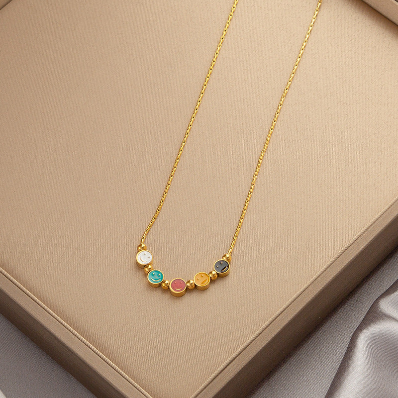 Wholesale  Accessible Luxury Niche Emerald Titanium Steel Necklace Women' s Ins Style
