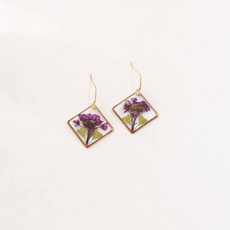 Wholesale 6pcs Real Flower Dried Flower Drop Glue Earrings