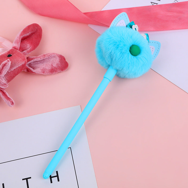 Wholesale ABS Bow Fur Ball Gel Pen