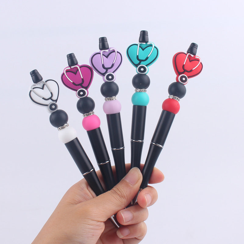 Wholesale Handmade Bead Pen Stethoscope Love Silicone Ballpoint Pen