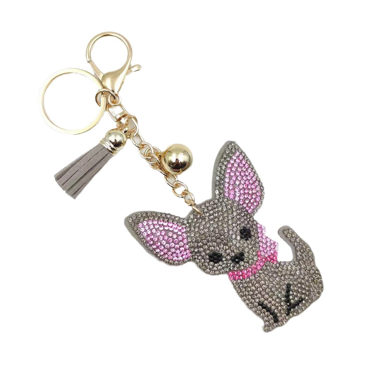 Wholesale  Cartoon Cute Cat Hot Diamond Cat  Tassel  Alloy Keychain