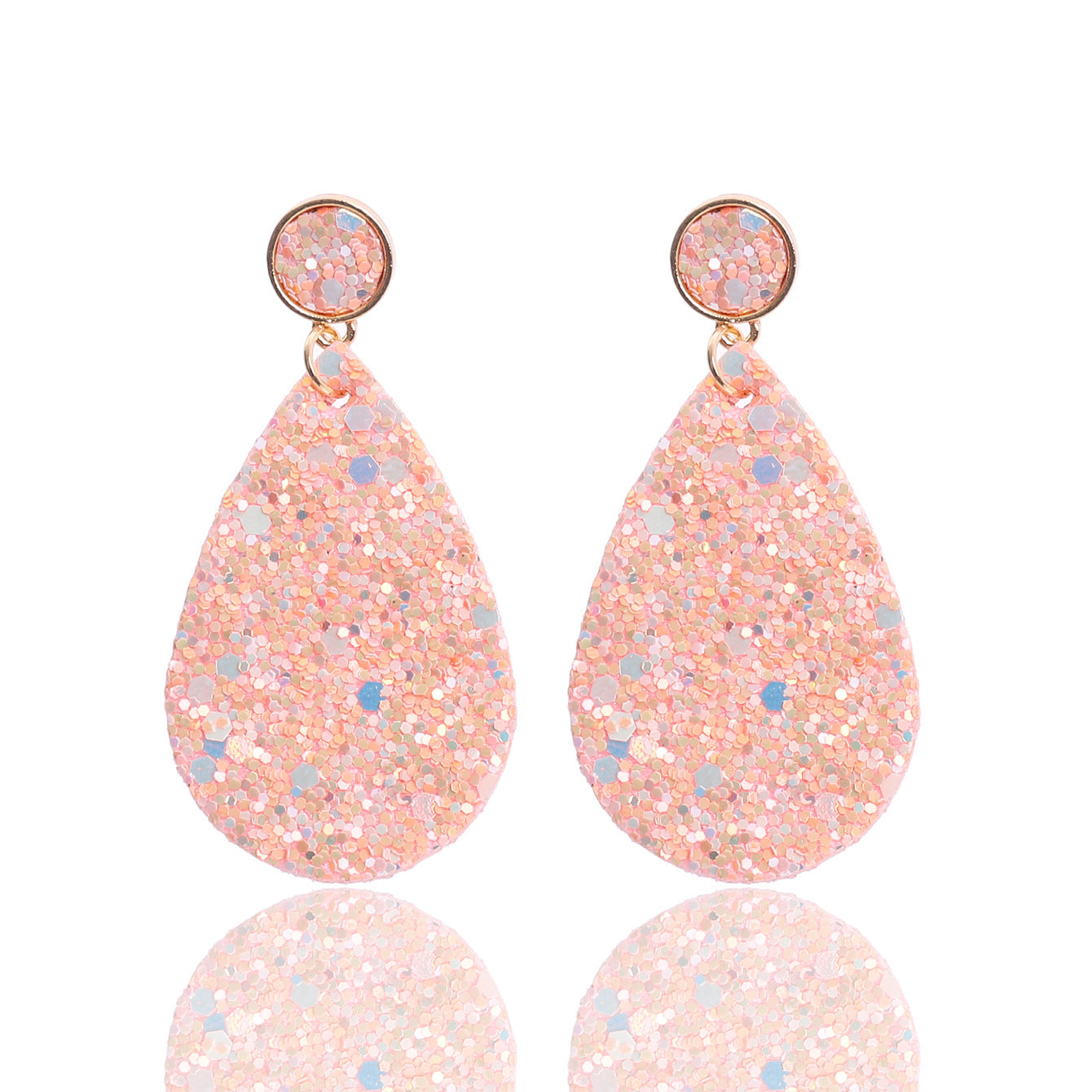 Wholesale Glitter Leather PU Drop Shape Earrings