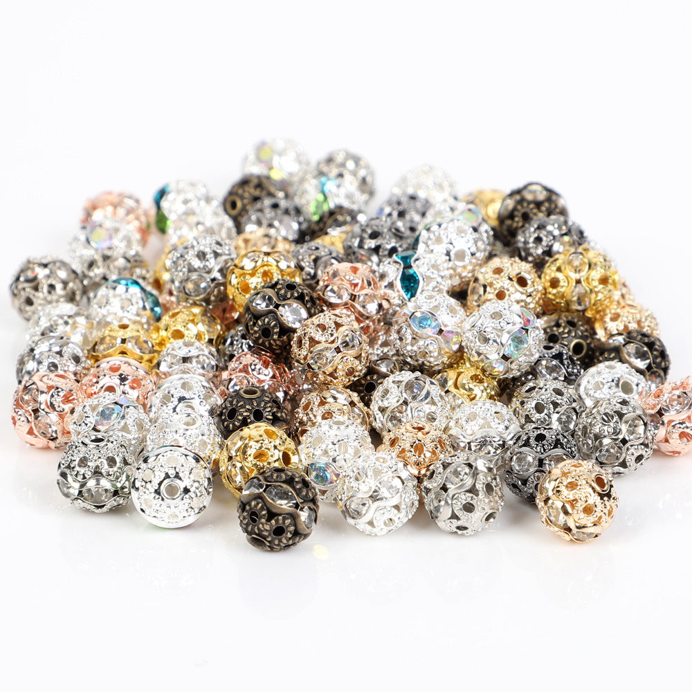 Wholesale 20pcs Hollow Out Single Thread Diamond Ball Spacer Beads