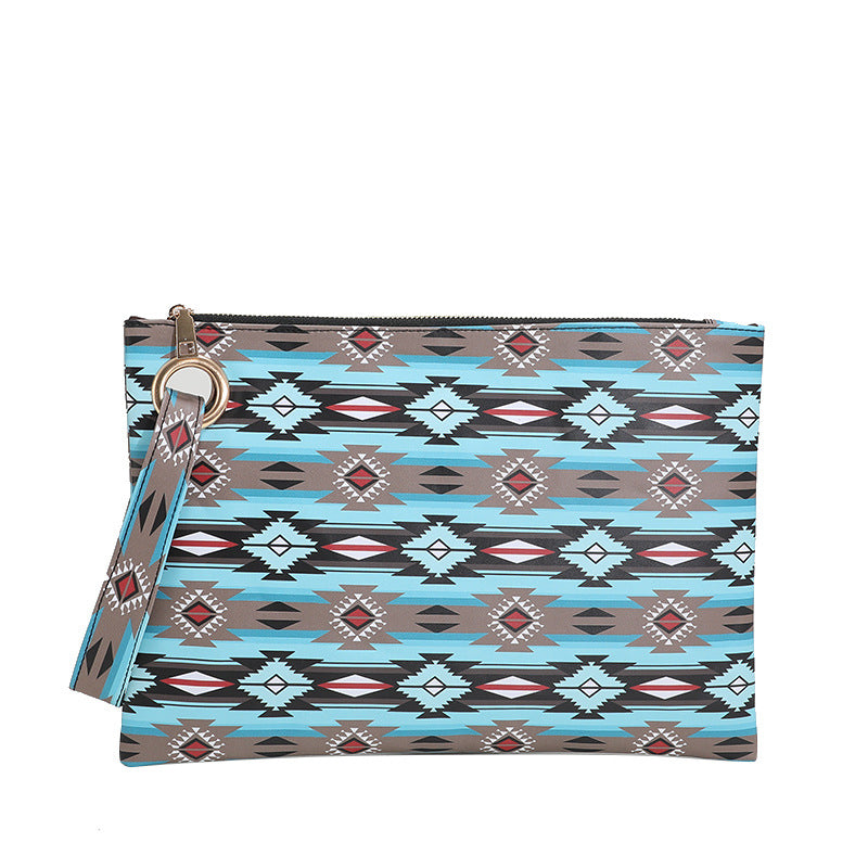 Wholesale Western Aztec Printed Envelope PU Handbag