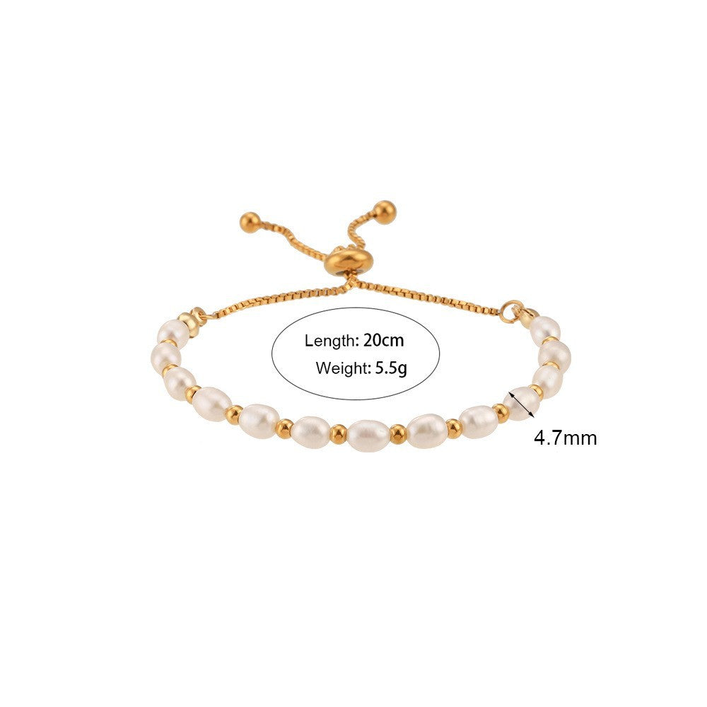 Wholesale Pearl gold-colored intertwined Stainless Steel Necklace
