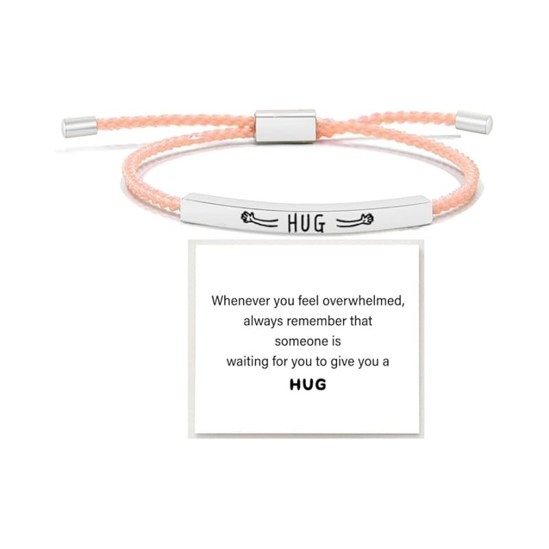 Wholesale Stainless steel bent tube inspirational text adjustable woven bracelet