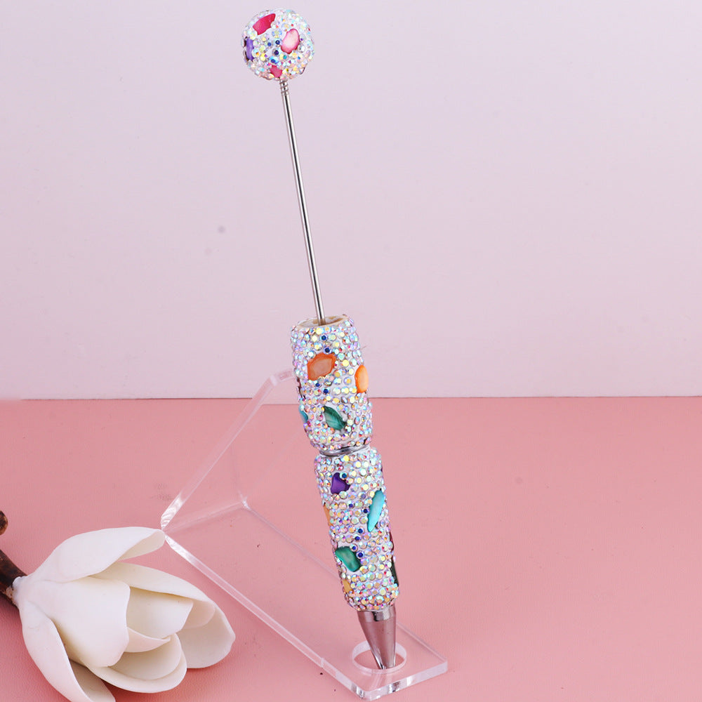 Wholesale selling colorful gem diamond beaded pen exotic shell diamond decorative beaded pen diy gift pen
