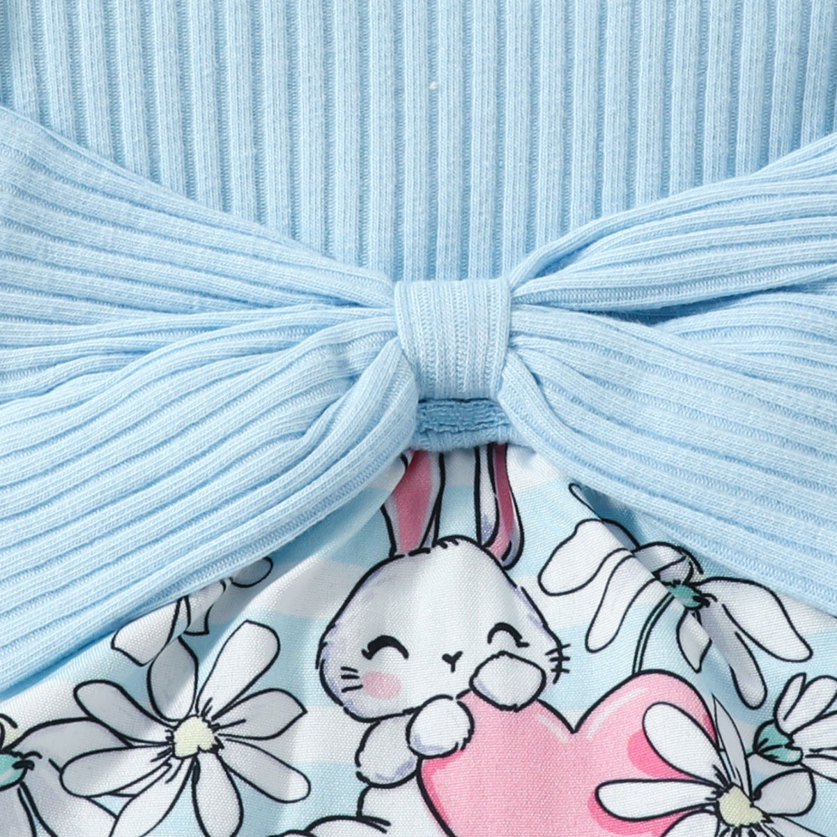 Wholesale Easter Cotton Baby One Piece Rabbit Ripple Bow Dress
