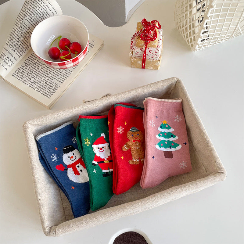 Wholesale Christmas Fall/Winter Snowman Creative Cartoon Medium Tube Socks
