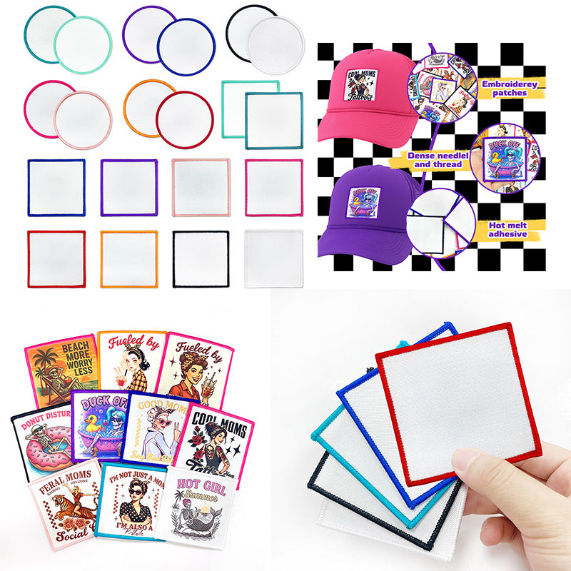 Wholesale Fashion Iron On Embroidered Patches DIY Blank Square Circle Set Chic Coat Decoration 10 Piece Fashion Accessory