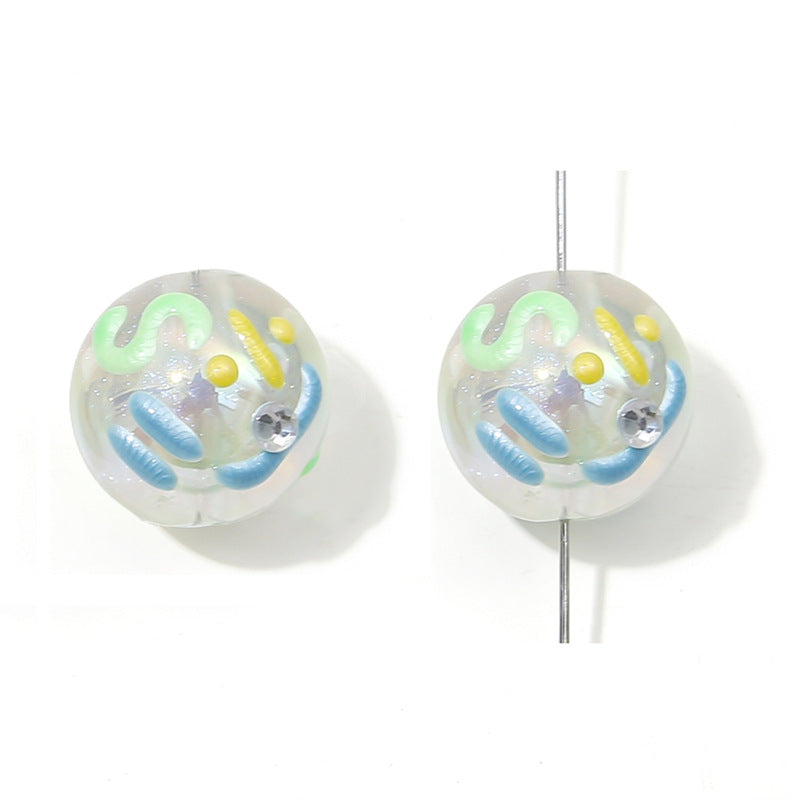 Wholesale  Acrylic Colorful Graffiti Round Beads Rabbit Beads