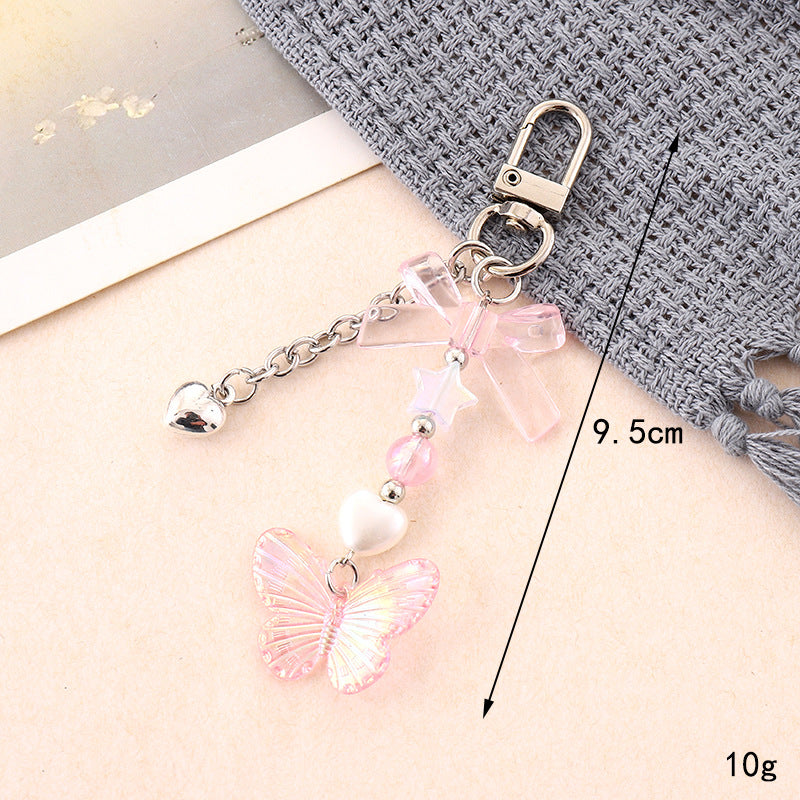 Wholesale  New Acrylic Bow Keychain Pendant Distinctive Diy Bag Bag Hanging Headset Hanging Chain Jewelry