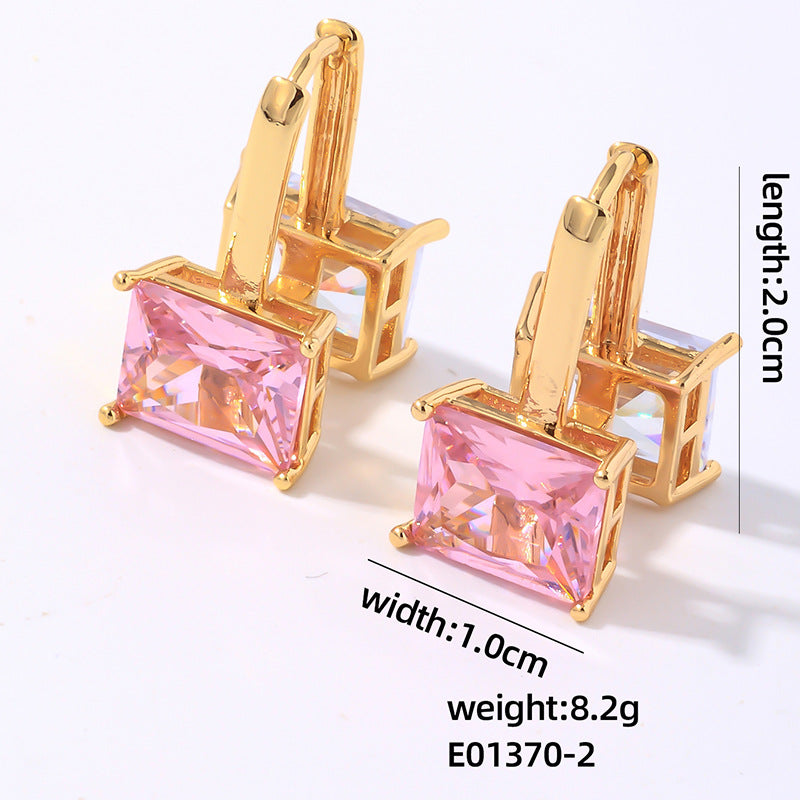 Wholesale Double Sided Square Zircon Earrings