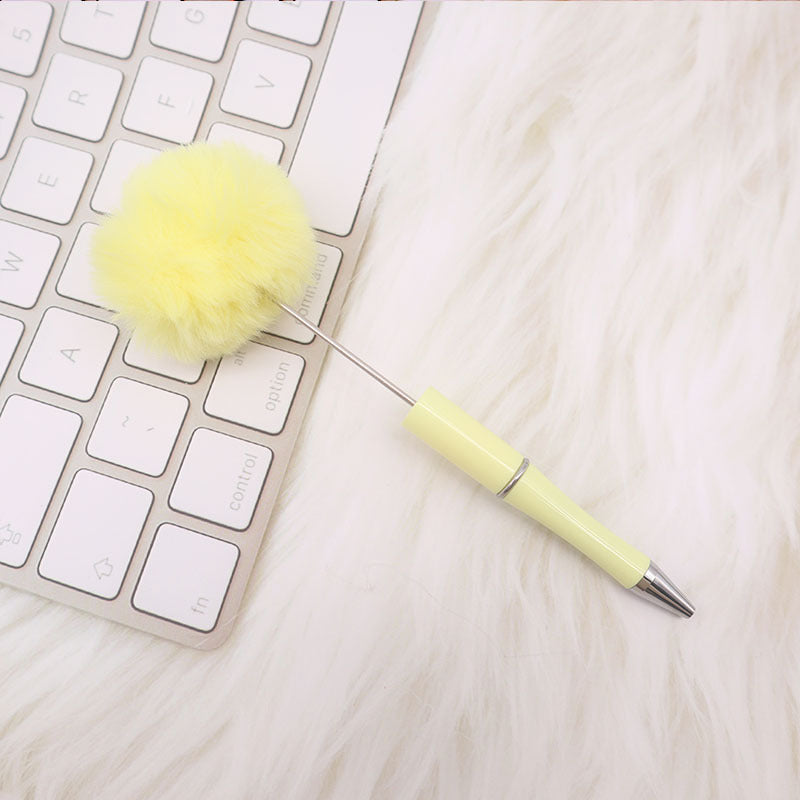 Wholesale Beadable Pens Pom Pom Beadable Pen Leopard Print Plush Multicolor DIY Fluffy Pens