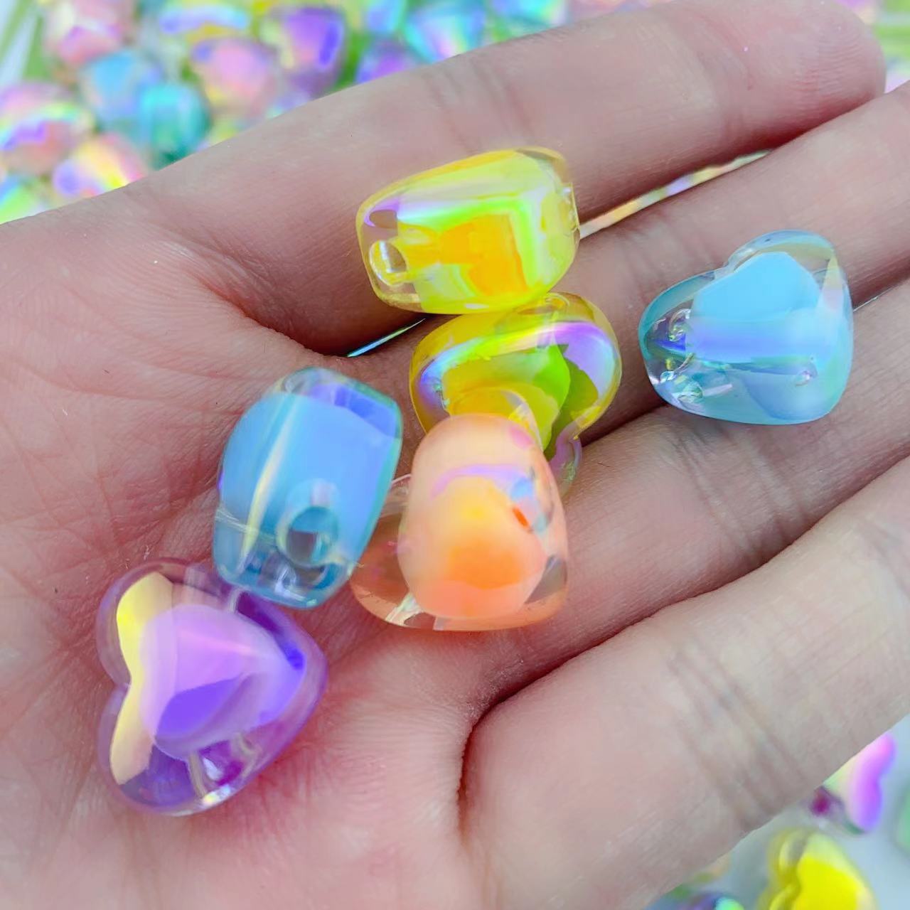 Wholesale 10PCS Acrylic Heart DIY Beads