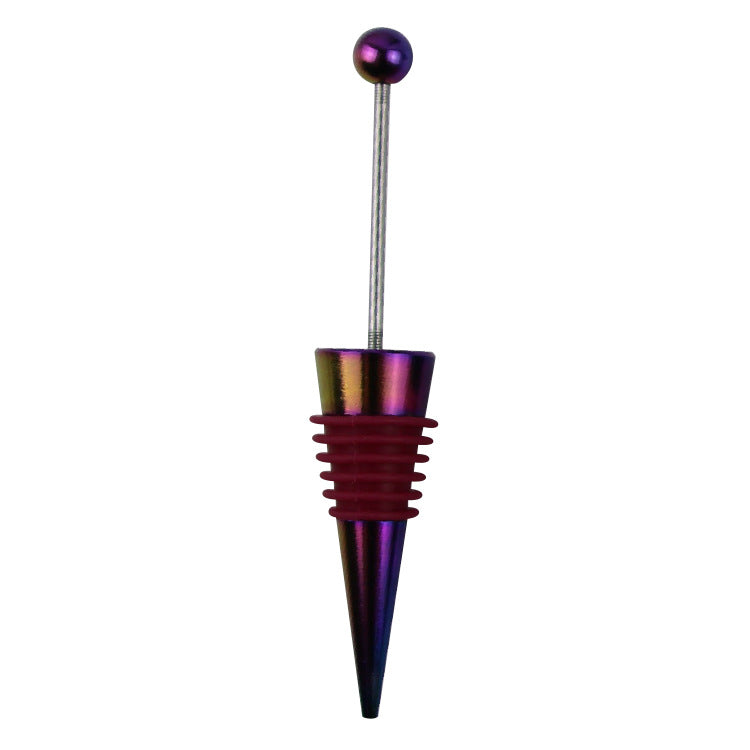 Wholesale Beadable Utensils DIY Zinc Alloy Colorful Red Wine Stopper