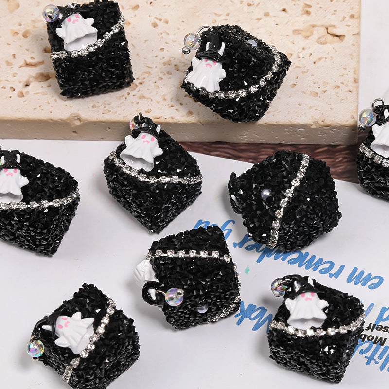 Wholesale 5pcs Ghost Square Rhinestone Sugar Beads