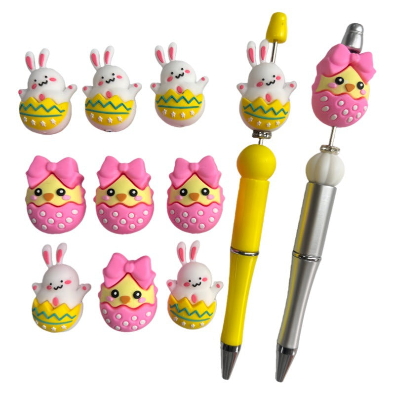 Wholesale 10pcs Cartoon rabbits ducks Easter Silicone  Focus Beads