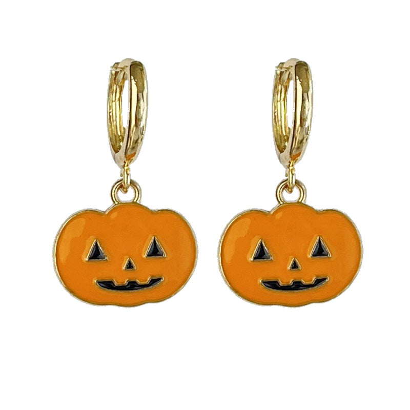 Wholesale 2 Pairs/pack Halloween Ghost Bat Pumpkin Maple Leaf Metal Earrings