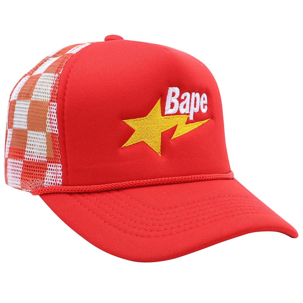 Wholesale Plaid Camouflage Embroidered Truck Hat Sun Protection Mesh Baseball Cap
