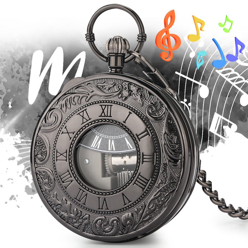 Wholesale Creative quartz music Swan Lake music box pocket watch