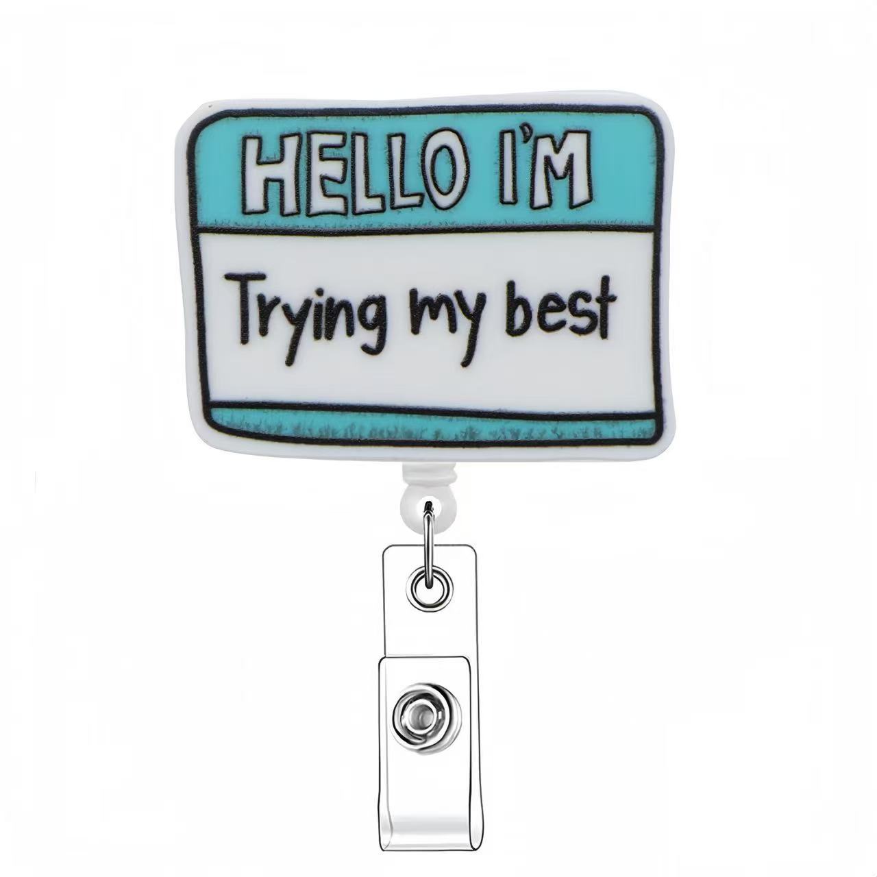 Wholesale Acrylic easy-open buckle medical name tag accessory retractable clip Badge Reels