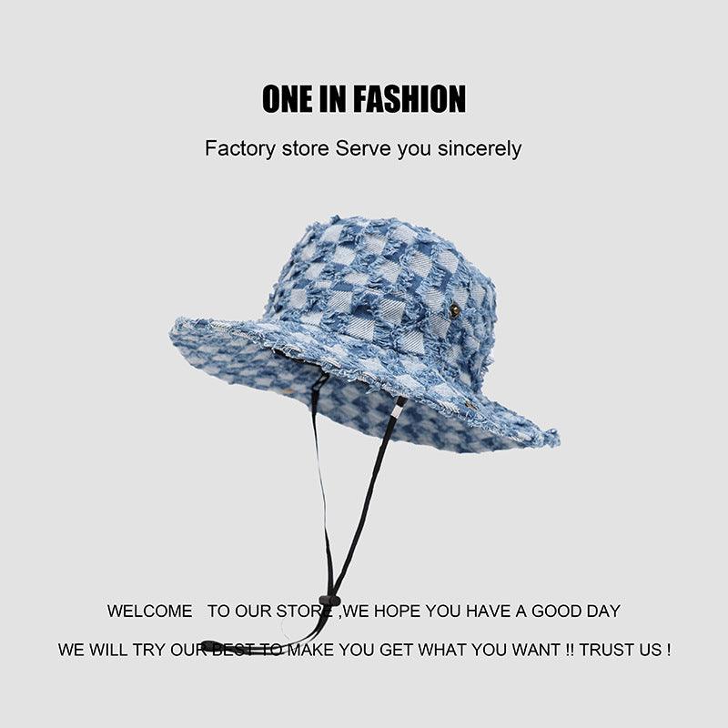 Wholesale Checkerboard Denim Bucket Hat