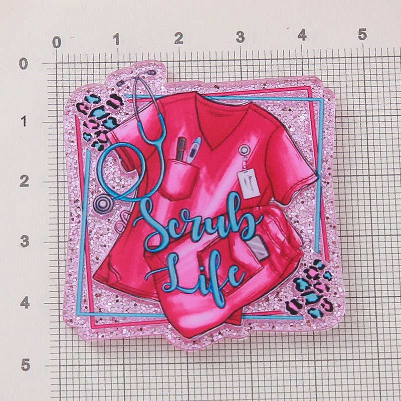 Wholesale  10pcs Glitter Cartoon Medical Jewelry  Cute Acrylic Flatback