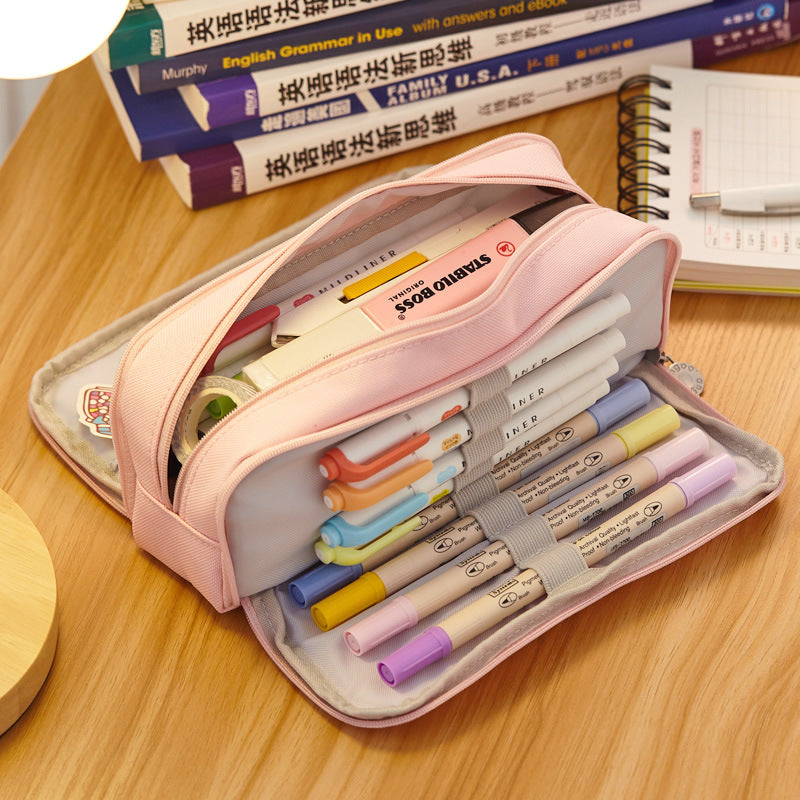 Wholesale Solid Color Pen Bags with Large Capacity Stationery Pencils Canvas Storage Bag