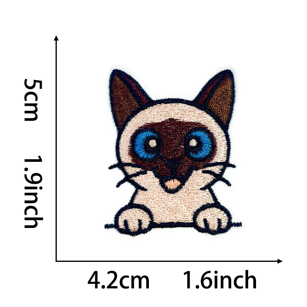 Wholesale 10Pc Cute Cat Embroidery Patches Iron On Adhesive Appliques With Fun Cat Expressions For Coats And Casual Decor OLY Exclusive
