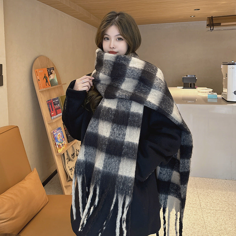 Wholesale Plaid Scarf Korean Style Blue
