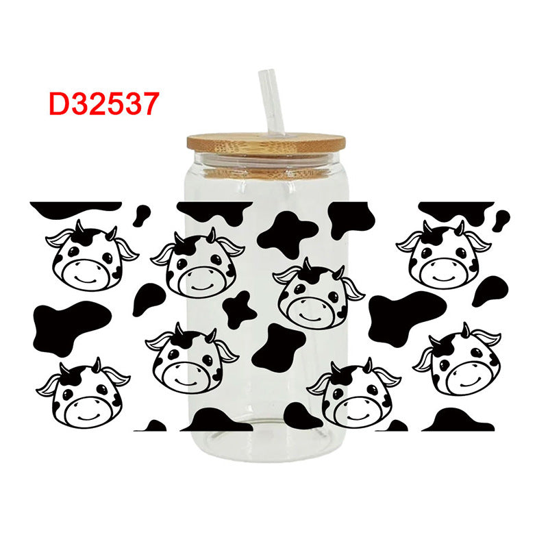 Wholesale Love Bow Cow 16oz Cup UV DTF Wraps