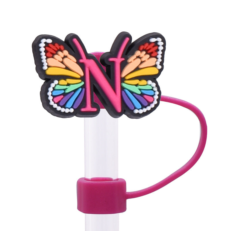 Wholesale  Random 100pcs/pack   Butterfly letter dustproof straw cover  Straw Tube Cap