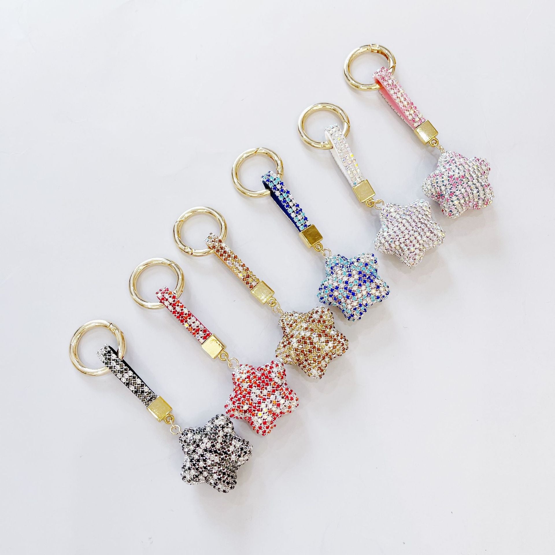 Wholesale Five Pointed Star Full Diamond Claw Chain Keychains