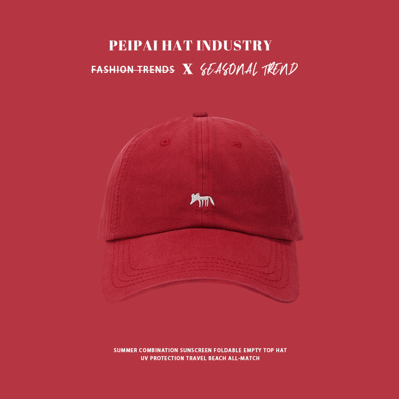 Wholesale Fox Grape Purple Baseball Cap Women's Embroidered Cute Wide-brimmed Sunshade Cap Unisex for Men and Women