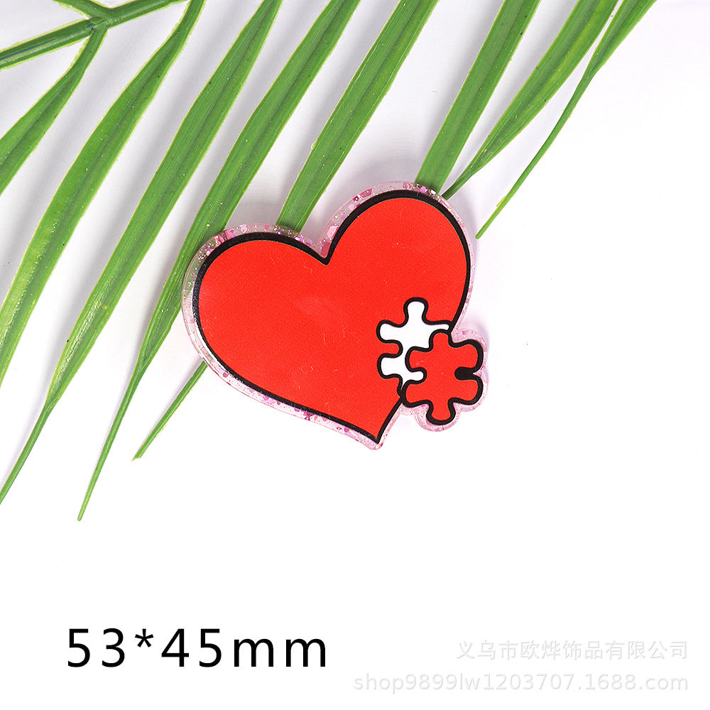 Wholesale 10pcs Cartoon Puzzle Peach Heart Ice Cream Acrylic DIY Patch Accessories